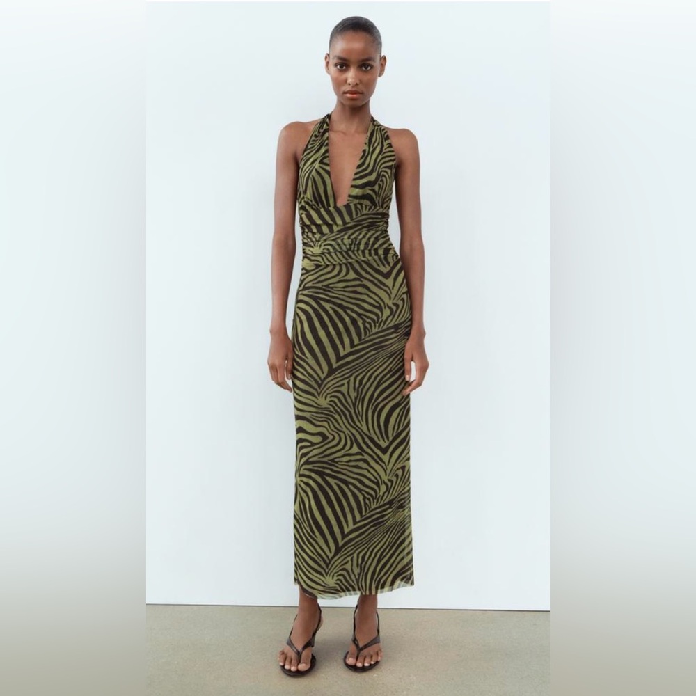 Zara zebra green dress